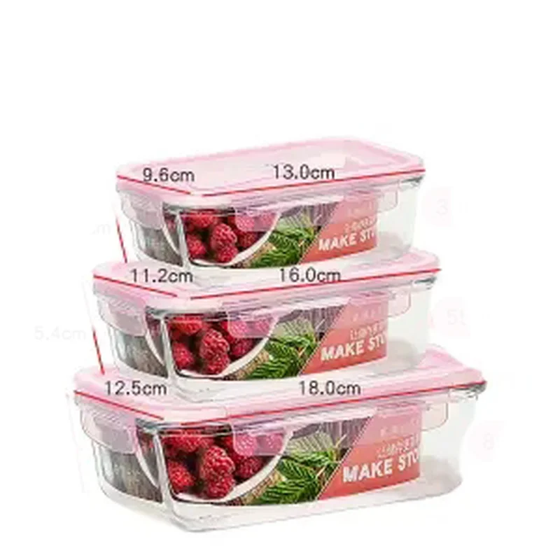 Набор из 3 предметов стеклянный Ланч бокс контейнер для хранения микроволновой