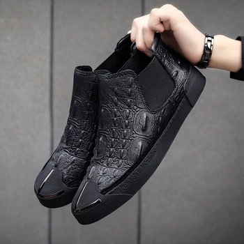 

New Arrival Young Casual Boots for Boy Black Chelsea Boots Male Genuine Leather Winter Boots Mens Comfortable Flats Shoes Men