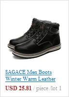 SAGACE PU Leather Boots Men Winter Shoes Warm Shoes Fashion Zipper Booties Mens Ankle Boots Black Booties Plus Size 1031