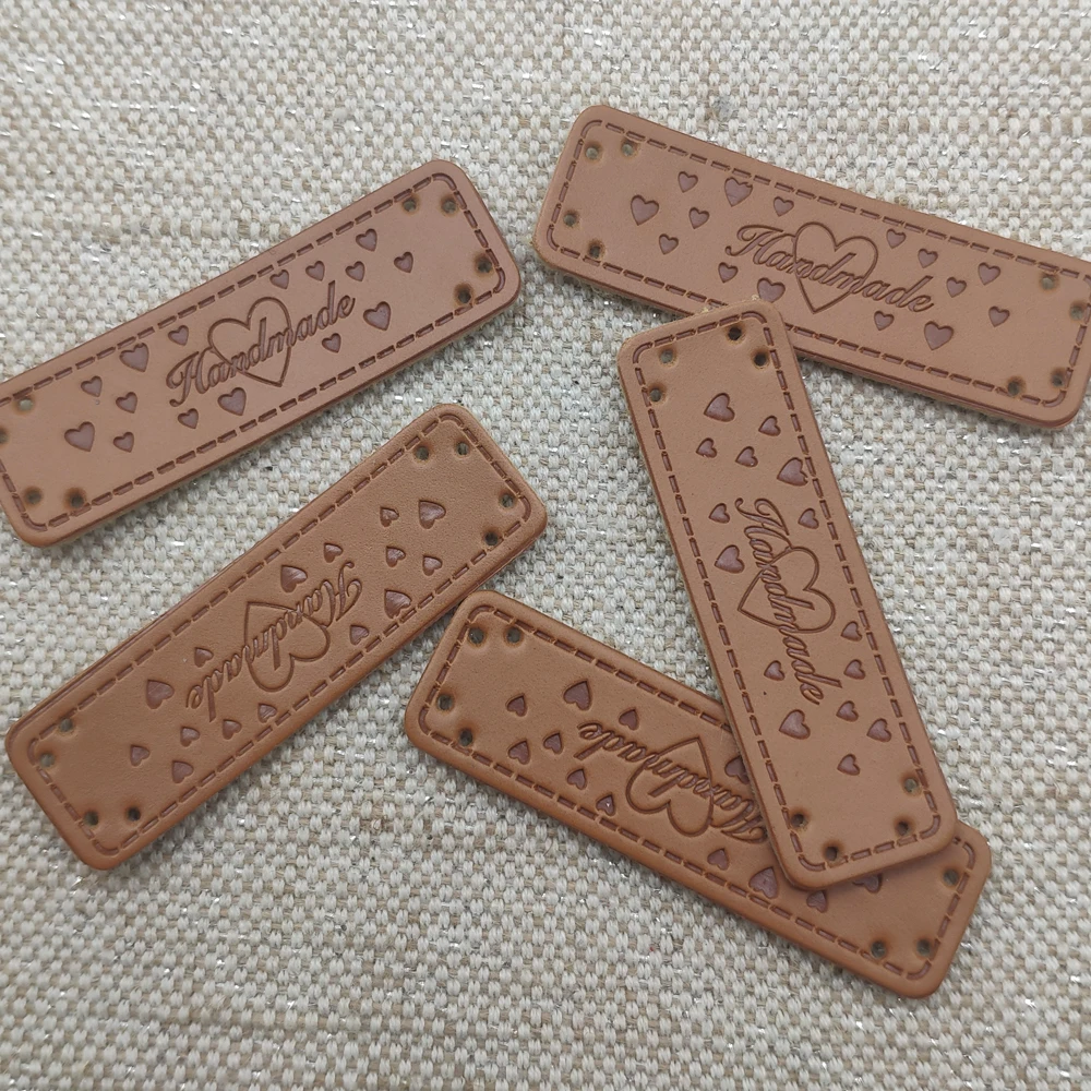 

handmade with heart pu leather labels for clothes sewing love heart hand made tags for clothing gift handmade leather label