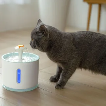 

2.4L Cat Automatic Feeder Automatic Pet Drink Filter Water Fountain USB Water Dispenser Large Spring Drinking Bowl With Led