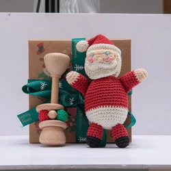 Baby Wooden Teether Santa Rattle Christmas 2pcs set Gift decorations Infant Teething Care Chewing Toy Baby kids