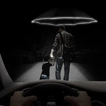 

Refective Safety Distance Warning Night Automatic Reverse Umbrellas Inverted Reflective Foldable Anti-Wind Frame