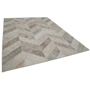 

244x307 Cm Beige Handmade Modern Patchwork Rug-8x10 Ft