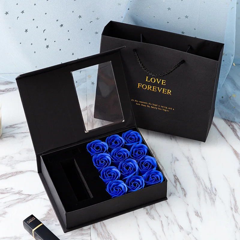 Soap flower, gift box, carry bag, ring, earring, necklace, jewelry, window, storage box, wedding, party, Valentine's Day gift