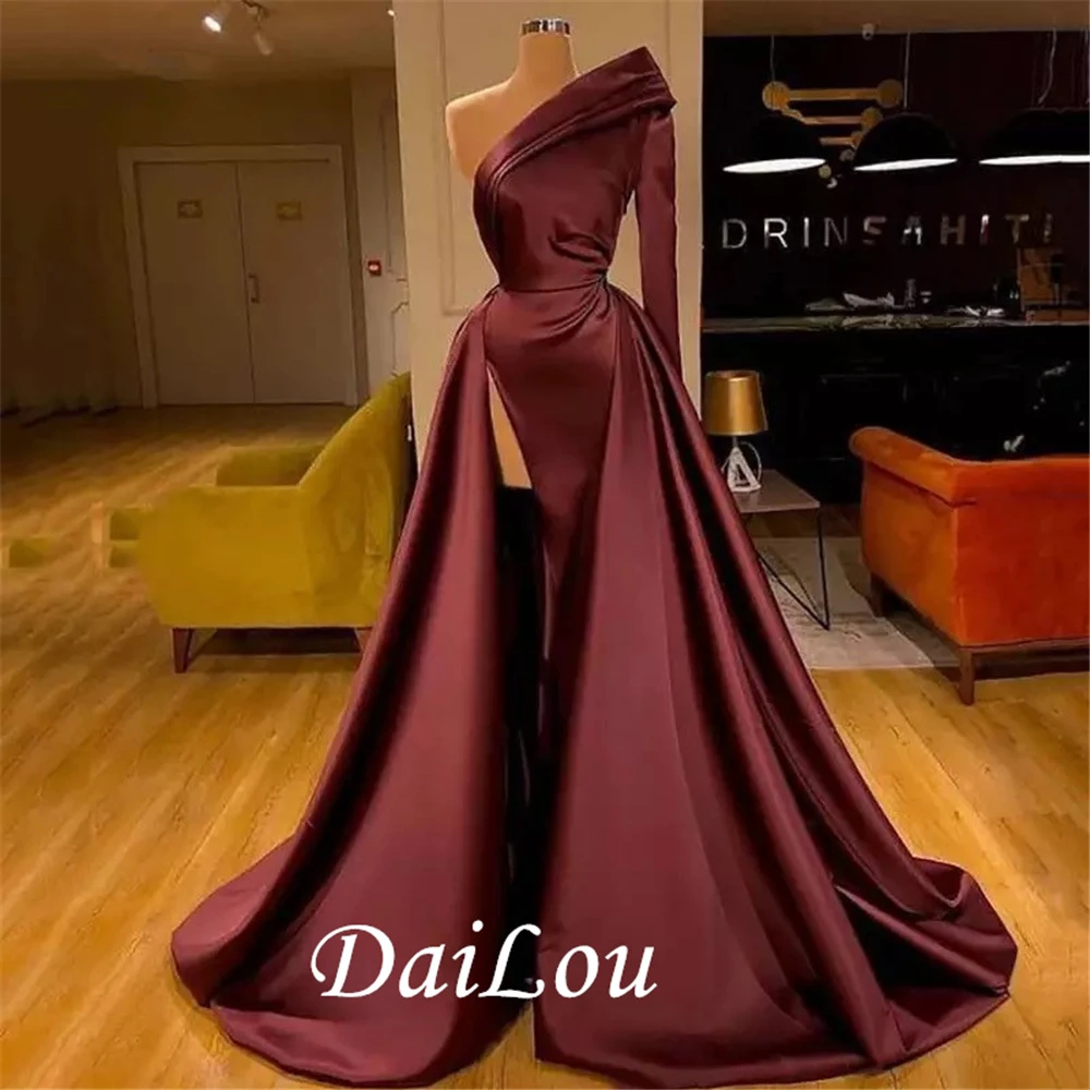 pretty prom dresses One Shoulder Saudi Arabia Evening Dresses  Middle East Women Formal Dubai Party Gowns Robe De Soiree Long Prom Dress 2021 ball gown dress