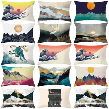 

Rectangle Abstract Geometric Pillow Case Short Plush Soft Cushion Cover Sofa Bedroom Seat Living Room Home Decor Gifts