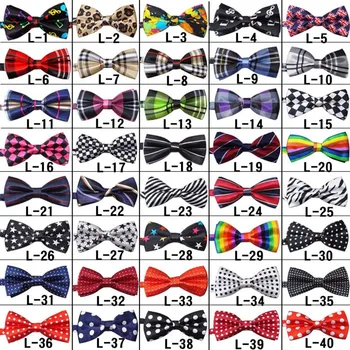 

100PC/Lot Double-layer Pet Dog Bow Ties Polyester Cat Dog Bowties Neckties Pet Dog Grooming Accessories