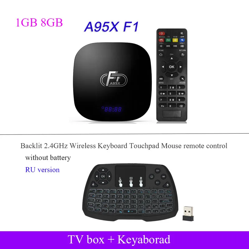 A95X F1 Android ТВ приставка Смарт ТВ приставка Android 8,1 Amlogic S905W приставка пульт дистанционного управления четырехъядерный VP9 H.265 2,4G WiFi HD приставка ТВ - Цвет: 8G box RU keyboard