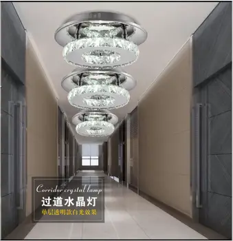 

Round stainless steel ceiling lamp crystal tunnel lamp modern simple corridor porch lamp home lighting balcony lamps