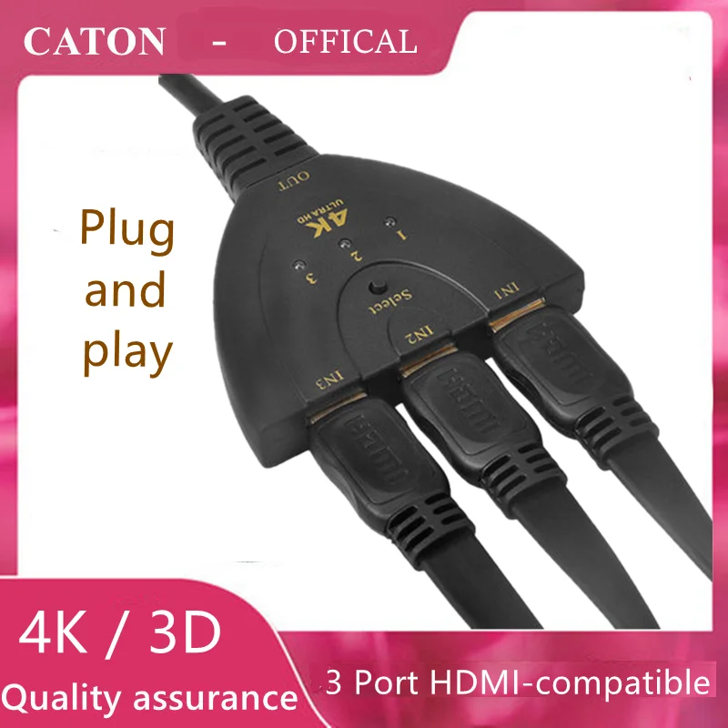 DMI Switch 4K Rybozen 3-портовый HDMI-коммутатор 3 в 1 HDMI-разветвитель с высокоскоростным