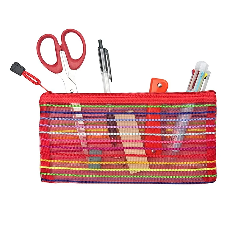21 Pcs Zipper Mesh Pouch To Storage Stationery Supplies Cosmetics Travel Accessories