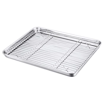 

Baking Sheet and Cooling Rack Set, Stainless Steel Cookie Sheet and Rack Set,16 Inch Healthy & Non Toxic & Rustproof & Easy Clea