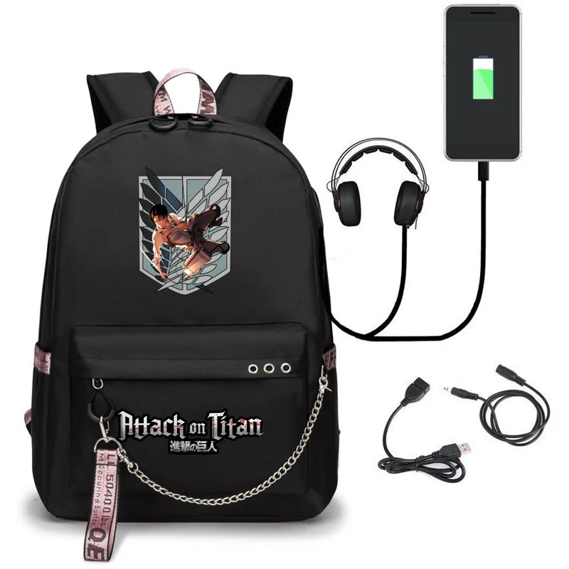 Details about   Attack on Titan Backpack Students Cooler Lunch Box Pen Case Leisure Bag Set Lot