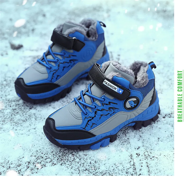 PINSEN 2019 Winter Kids Sneakers boys Outdoor Shoes Hiking Shoes children Shoes Boy Rubber Sole Non-slip Warm Sports Shoes (16)