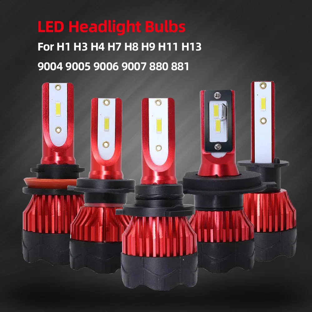 2 шт. H4 светодиодный H7 авто фары 9005 9006 H3 H13 H8 880 H27 9004 9007 H11 881 H1 K5 55 Вт 6000LM 6000K