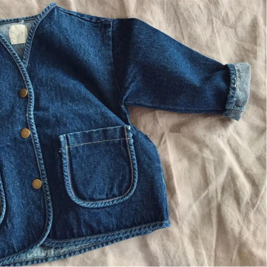Baby Boys And Girls Denim Jacket Coat Spring And Autumn Casual Large Pocket
