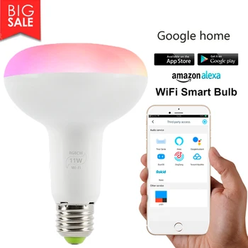 

Wireless Smart Bulb LED Magic RGBW Home Lighting Lamp For Alexa Google Home 11W Color Change Dimmable Lamp Apply To IOS /Android