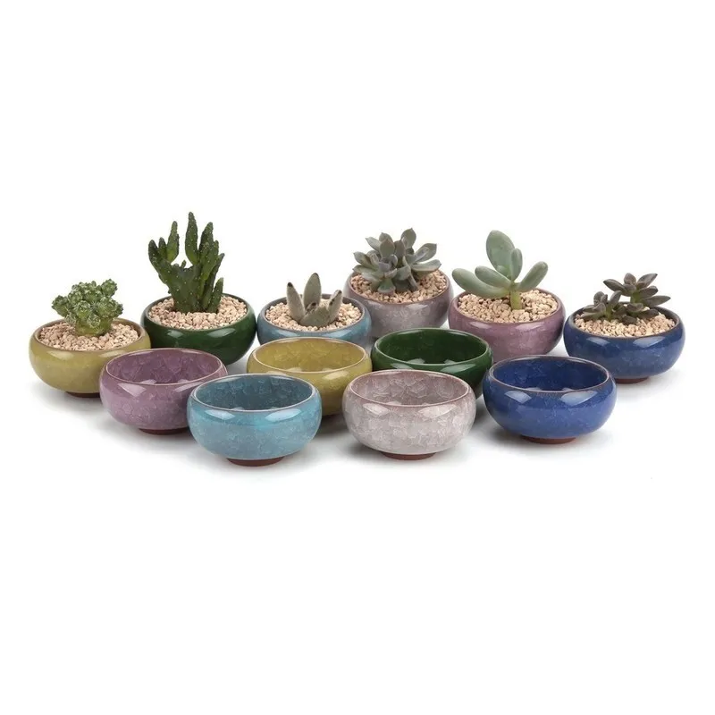 Mini Glazed Ceramic Succulent Planter Flower Bonsai Pots Plant Box 5.7*3.2cm 