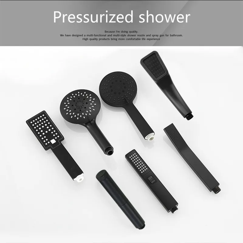 Matte Black Hand Held Shower Head Wall Mounted Shower Set With Hose and Holder Hand Spray Gun Bathroom Accessories