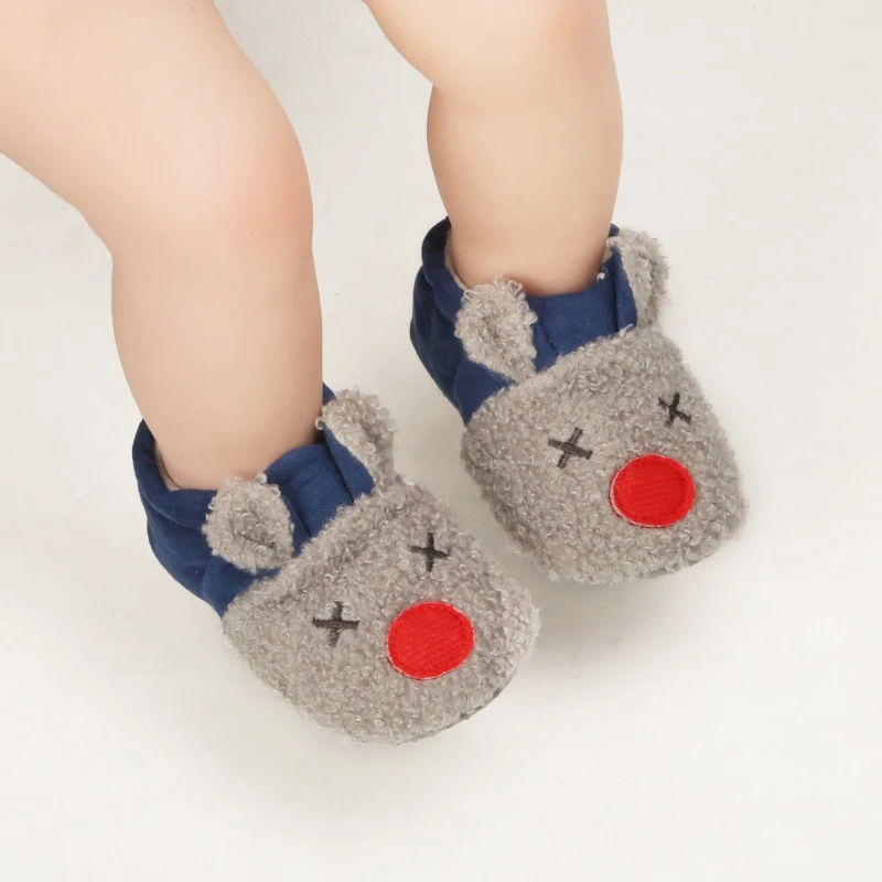 Toddler Baby Crawling Shoes Winter Autumn Boy Girl Lamb Slippers Cartoon Animals Anti Slip Keep Warm Baby Slippers