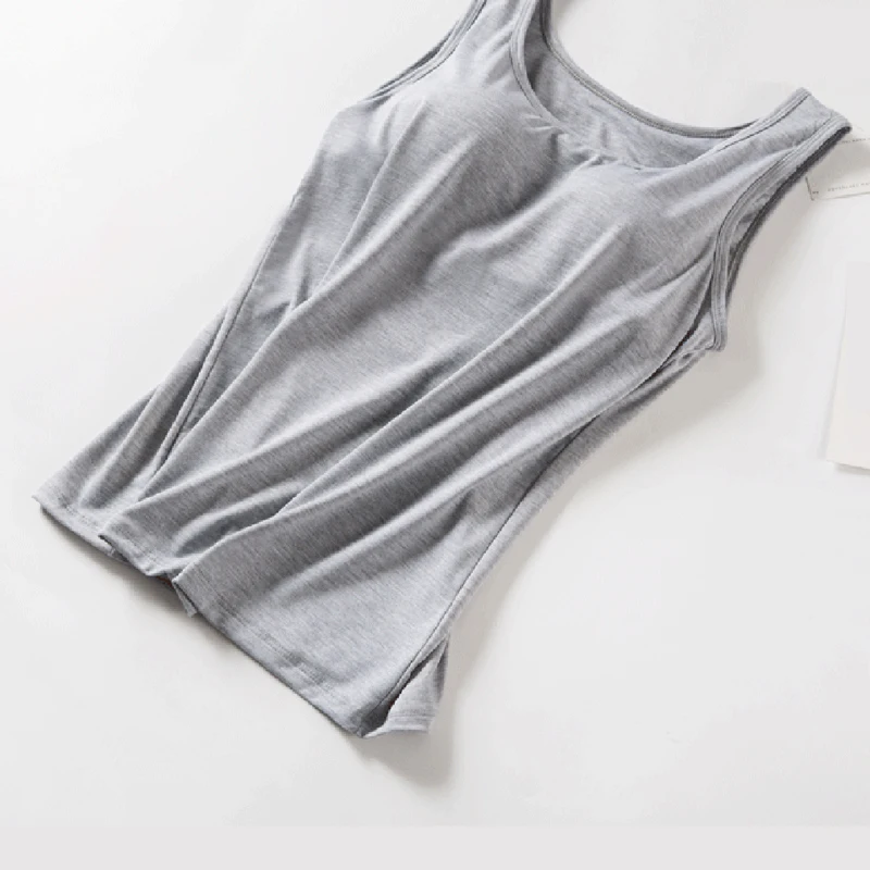Women Modal Sleeveless Camisole Women Solid Color Tank Top Underwear Padded Bra Breathable Sofe Comfortable Woman Vests