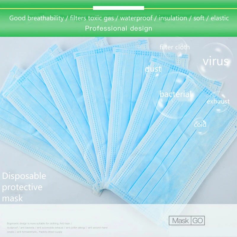 

50pcs blue Cotton Anti Dust Mouth Mask Carbon Filter Windproof Mouth-muffle Bacteria virus Proof Flu kind Face Masks