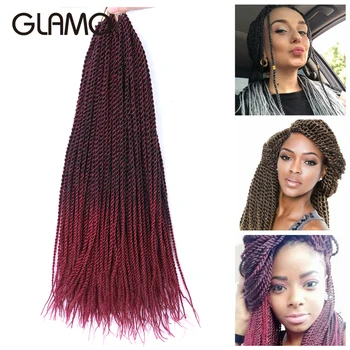 

GLAMO 18 Inch Kanekalon Synthetic Senegalese Twist Braiding Hair Extensions 30Roots Low Temperature Fiber Crochet Braids