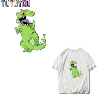 

PC478 Green Dinosaur Cartoon Heat Transfer Stickers Clothing Patches for T-shirt Iron-on Transfers Decoration Applique Patches