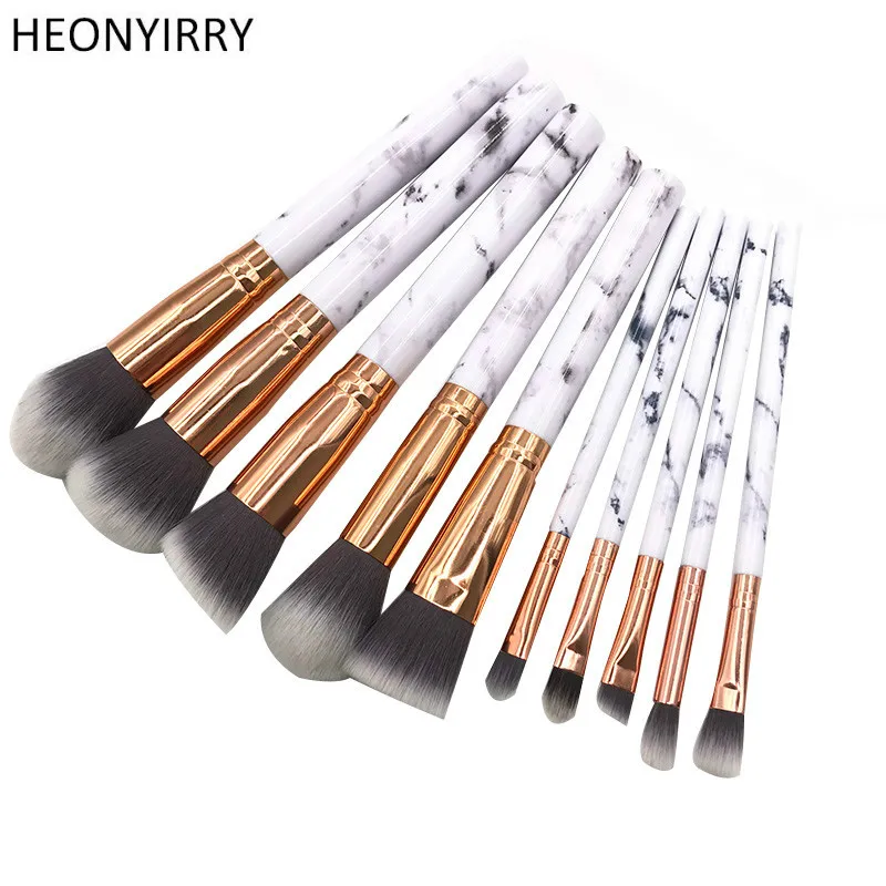 

Professional Women Marble Brushes Makeup Tool Kit Soft Makeup Brush Set 10pcs Foundation Powder Brush Marble Make Up Tools