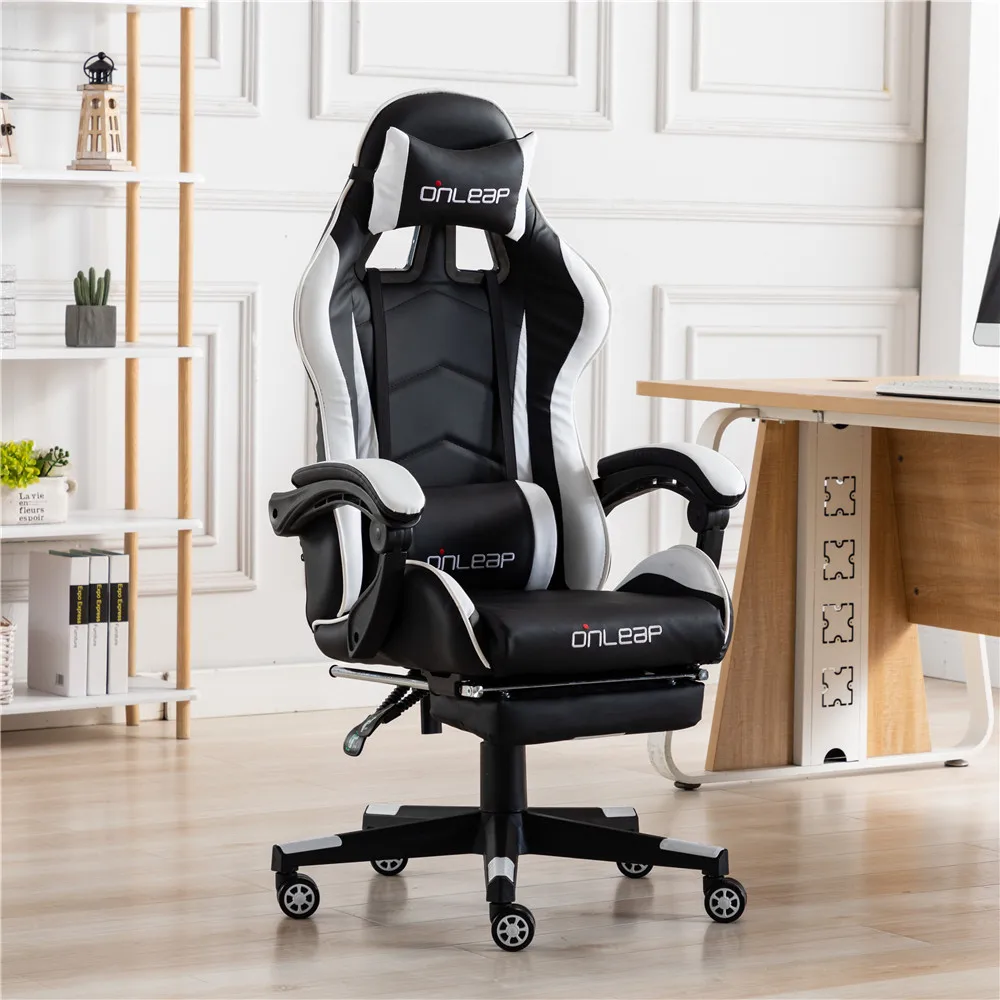 

Reclining Gaming Chair Comfortable High Back Computer Chairs for Gaming Cafe Strong Nylon Feet Movable Armrest