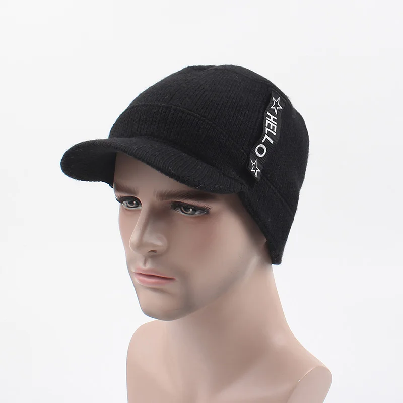 Мужская шапка s осень зима шапки бини Skullies шерстяная вязаная шапка капот шапка Толстая теплая унисекс снежная шапка мужские вязаные шапки