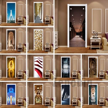 

Old Castle Islamic Nordic Architecture 3d Door Sticker Waterproof HD Modular Printing Self Adhesive Mural Decoration Home Design