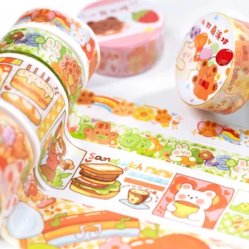 

Colorful Fairy Tale Town Kawaii Planner Handbook Decorative Washi Masking Tape School Supplies Korean Stationery Album Stickers