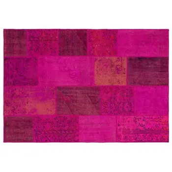 

Handmade Fuchsia Vintage Overdyed Patchwork Area Rug 159x230 Cm-5'3''X7'7''