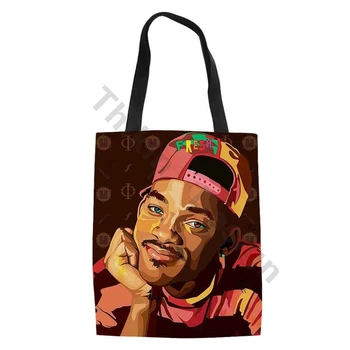 

Large Canvas Tote Bag Fresh Prince Pattern Women Handbag Shopping Bags Fashion Beachbag For Custom Torba Na Zakupy