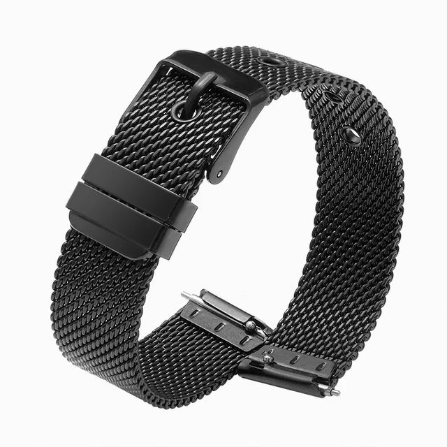 Quick Release Milanese Watchband For Smart DW Watch 10mm 12mm 14mm 16m 18mm 20mm 22mm Watch Band For skmei DW Pagani Design Black