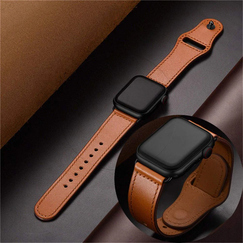 

Genuine leather loop strap for apple watch band 42mm 38mm apple watch 4 44/40mm for iwatch series 3/2/1 correa replace bracelet