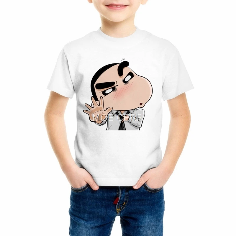 Белая футболка с карманом Crayon Shin-chan, Kawaii, футболка с коротким рукавом для мальчиков, Harajuku, принт, сексуальная девушка, топ, футболка, 47C-21