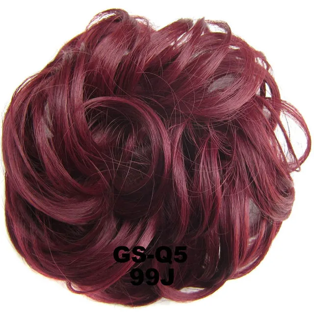 Jeedou Messy Chignon Donut Hair Bun Pad Elastic Hair Rope Rubber Band Synthetic Hairpiece Gary Brown Color 99J