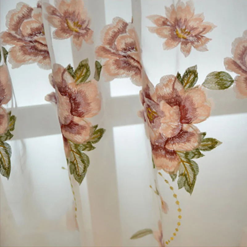 Embroidered Tulle Занавески в гостиную, роскошные бежевые занавески с цветочной вышивкой для спальни, синие/фиолетовые занавески, отвесный тюль, HM137#30 - Цвет: Embroidered Tulle
