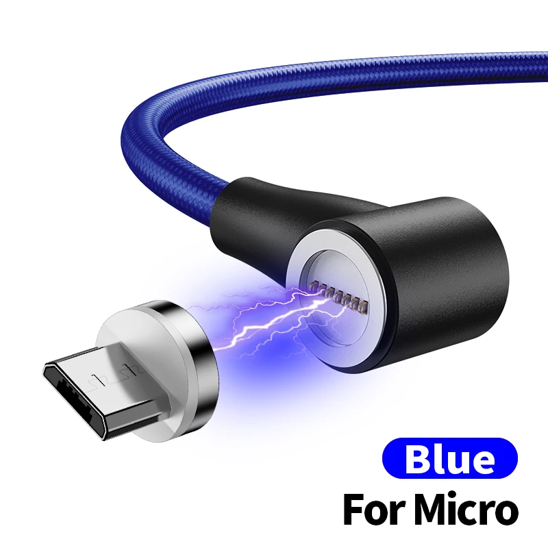 Oppselve Магнитный зарядный кабель Micro USB кабель для iPhone 11 Pro XS XR X huawei Xiaomi samsung Магнит usb type C кабель для зарядки - Цвет: Blue Micro Cable