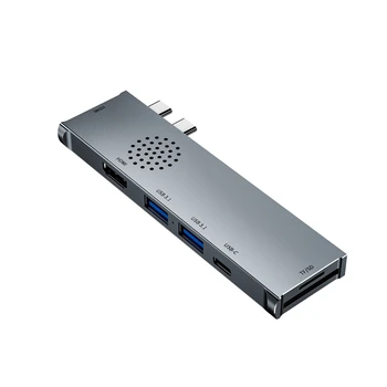 

7 in 1 Dual Type C to Dual Hdmi with USB Pd Tf Sd Multifunction Extension USB Hub Docking Station for Pro