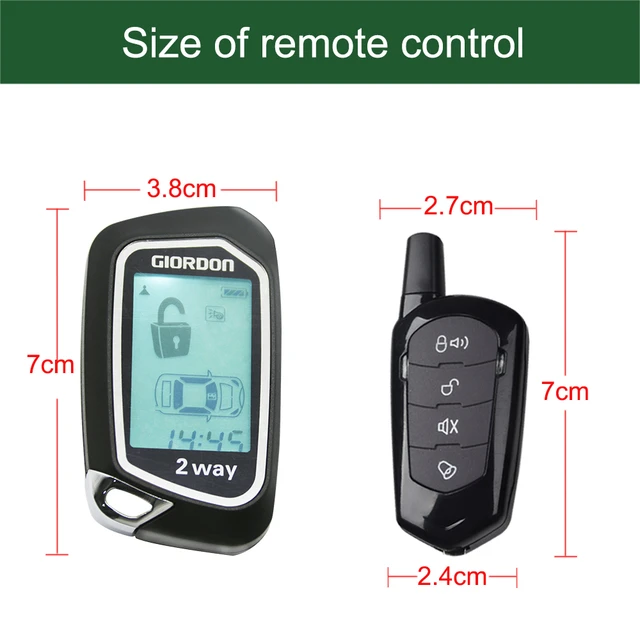 Sistema de seguridad de alarma de coche LCD de 2 vías con sistema de  arranque remoto, teléfono móvil y control remoto de llave de 1600 pies,  rango no