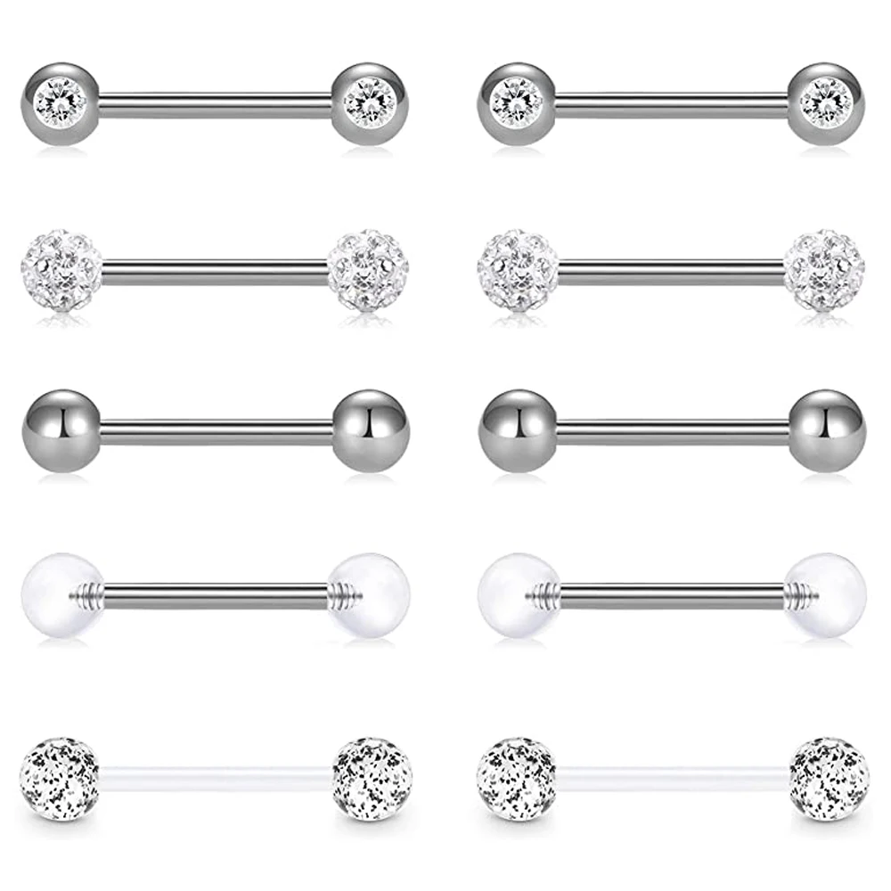 5 Pairs Nipple Rings Tongue Ring Surgical Steel Nipplerings Retainer