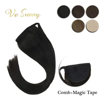 

VeSunny Ponytail Extensions Wrap Around Magic Tape with Comb 100% Human Hair Highlights Color 14inch - 22inch