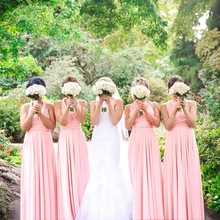 Convertible Multi Wrap Pink Bridesmaid Dress Plus Size New 2021 Formal Lady Maid Of Honor Dresses Custom Party Marriage Gown