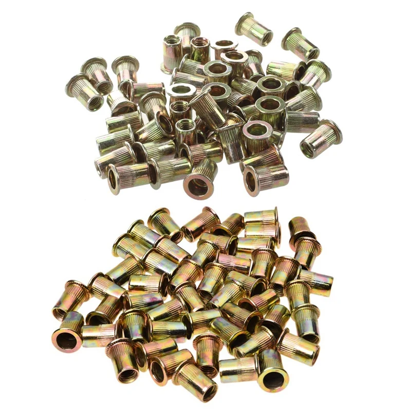 

100 PCS Flat Head Rivet Nut Furniture Decoration Instrument (50 PCS M8 & 50 PCS M6)