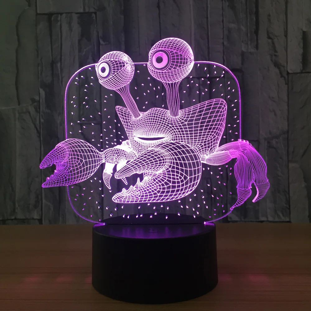 

Lovely Crab 7 Color Lamp 3d Visual Led Night Lights For Kids Touch Usb Table Lampara Lampe Baby Sleeping Nightlight Room Lamp