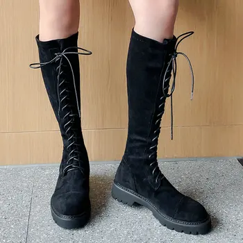 

EshtonShero Women Martin Shoes Zippers, Casual Boots Winter Lace Up Women Knee High Boots New Women Boots Classic Size 3-9